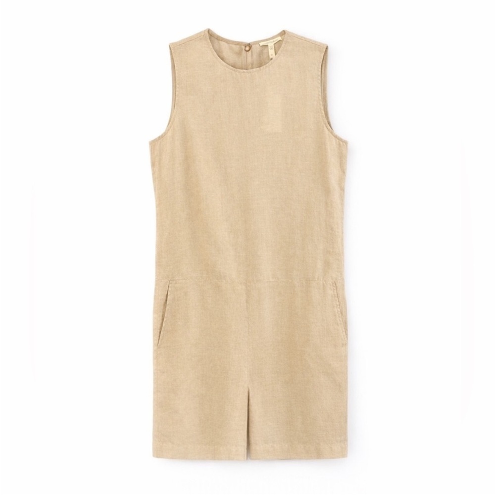 Eileen Fisher Organic Linen Romper Shorts Jumpsuit NWT Beige Oatmeal Size S
